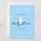 ママのシャワーゲームを知っている白いテディ最高のベアー 招待状 (裏面)