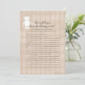 ママのシャワーゲームを知っている白いテディ最高のベアー 招待状 (スタンド正面)