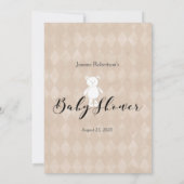 ママのシャワーゲームを知っている白いテディ最高のベアー 招待状 (裏面)