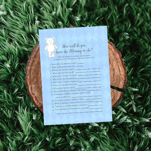 ママのシャワーゲームを知っている白いテディ最高のベアー 招待状