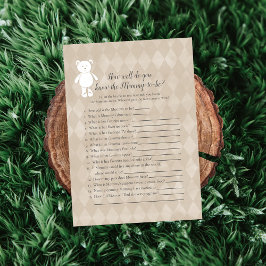 ママのシャワーゲームを知っている白いテディ最高のベアー 招待状