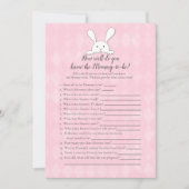 ママのシャワーゲームを知っている白い最高のバニーピンク 招待状 (正面)