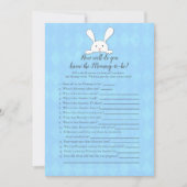 ママのシャワーゲームを知っている白い最高のバニーブルー 招待状 (正面)