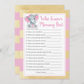 ママのシャワーゲームを知っ最高のているゾウ 招待状 (正面/裏面)