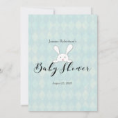 ママのシャワーゲームを知っ最高のているホワイトバニー 招待状 (裏面)