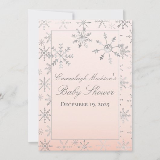 ママのシャワーゲームを知るピンク最高ののスノーフレーク 招待状 (裏面)