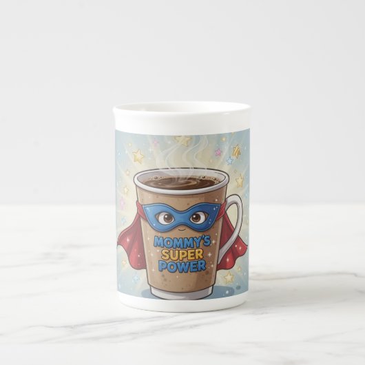 ママのスーパーパワー コーヒーマグ ボーンチャイナマグカップ (正面)