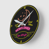 ママのダイナーが終夜オープンレトロ50のネオン効果 ラウンド壁時計 (傾斜)