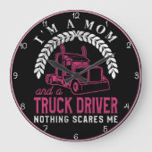 ママのトラック運転手:何も私を怖がらせる ラージ壁時計 (正面)
