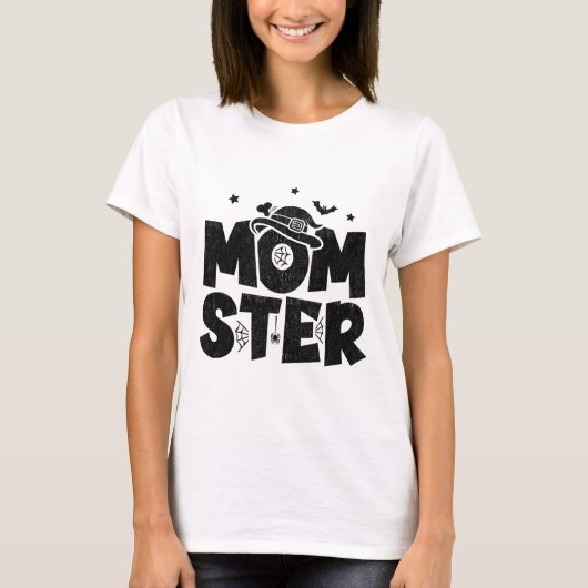 ママのハロウィーンの衣装 – ハロウィーンのママ – Momster Ha Tシャツ (正面)