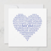 ママのハートスクエア タイポグラフィー カード (正面)