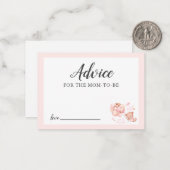 ママのピンクのテディベアのベビーシャワー用アドバイス ノートカード (正面/裏面インサイチュ)