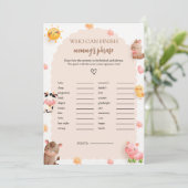 ママのフレーズを終えるベビーシャワーゲームカード 招待状 (スタンド正面)