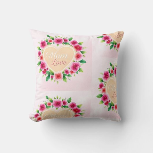 ママのフローラハート抱擁 クッション (正面)