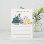 ママのベイビーシャワーのためのピンクキャンピングマウンテンアドバイス エンクロージャーカード (スタンド正面)