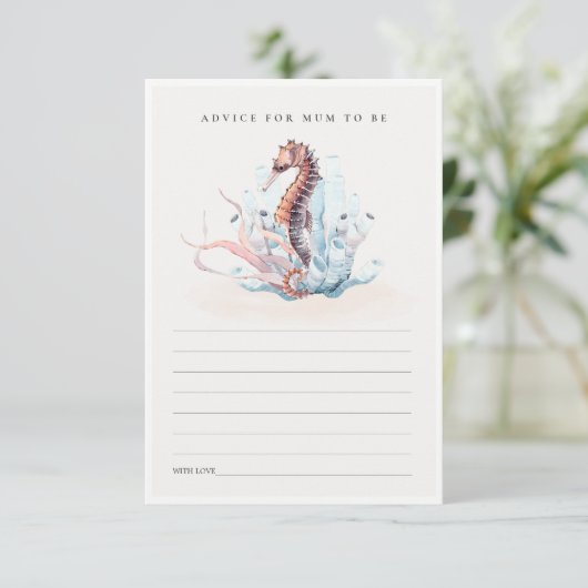 ママのベビーシャワーのための水中タツノオトシゴのアドバイス エンクロージャーカード (スタンド正面)
