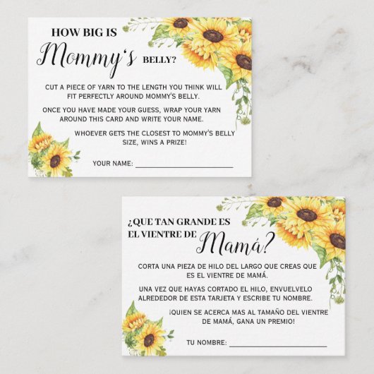 ママのベリーゲームのバイリンガルシャワーカードの大きさ プレイスカード (正面/裏面)