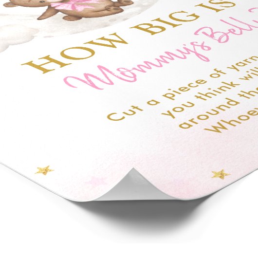 ママのベリーゲームガールテディベア風船サイン ポスター (角)