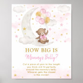 ママのベリーゲームガールテディベア風船サイン ポスター (正面)