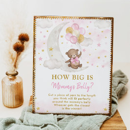 ママのベリーゲームガールテディベア風船サイン ポスター