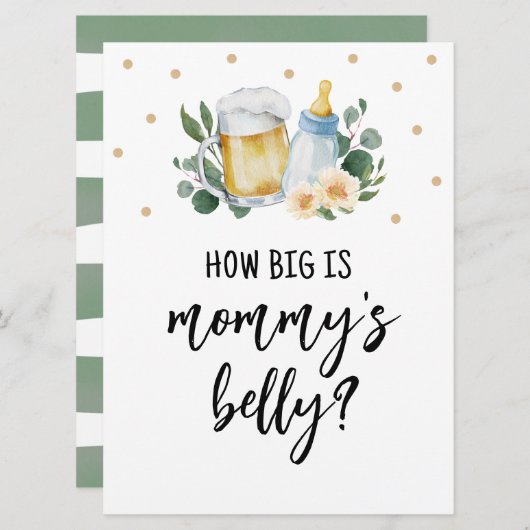 ママのベリーサインの大きさを推測ベビーが醸造している 招待状 (正面/裏面)