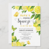 ママのメイン絞りレモンバタフライベビーシャワー 招待状 (正面)