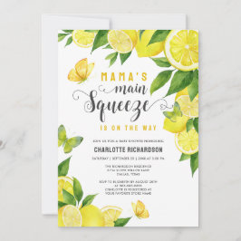 ママのメイン絞りレモンバタフライベビーシャワー 招待状