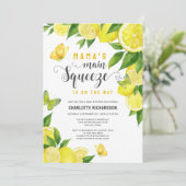 ママのメイン絞りレモンバタフライベビーシャワー 招待状 (スタンド正面)