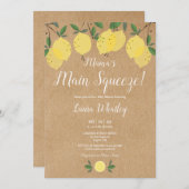 ママのメイン絞りレモン素朴赤ちゃんシャワー 招待状 (正面/裏面)