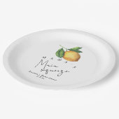 ママのメイン絞りレモン赤ちゃんシャワー ペーパープレート (アングル)