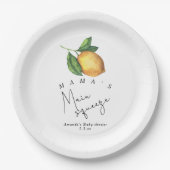 ママのメイン絞りレモン赤ちゃんシャワー ペーパープレート (正面)