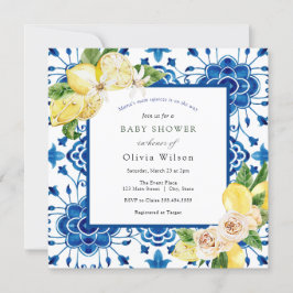 ママのメイン絞りレモン赤ちゃんシャワー 招待状