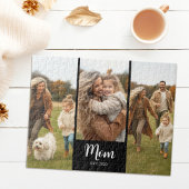 ママのモダンスクリプト3枚写真ブラック ジグソーパズル