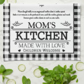 ママのレシピ白黒ファームハウスバッファロープレイド キッチンタオル (折り畳み)