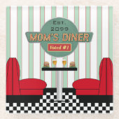 ママのレトロダイナーとバーガー&ビール ガラスコースター (正面)