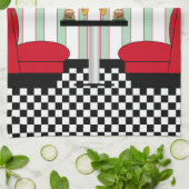 ママのレトロダイナーとバーガー&ビール キッチンタオル (折り畳み)