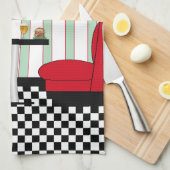 ママのレトロダイナーとバーガー&ビール キッチンタオル (四つ折り)