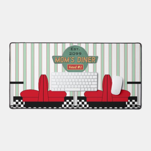 ママのレトロダイナーとバーガー&ビール デスクマット (キーボード&マウス)