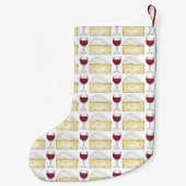 ママのワイングラスブリーチーズクリスマスレッドワイン スモールクリスマスストッキング (裏面)