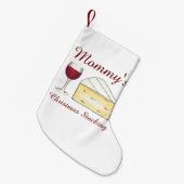 ママのワイングラスブリーチーズクリスマスレッドワイン スモールクリスマスストッキング (正面 (吊り時))