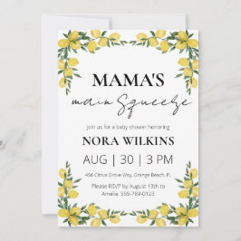 ママの主な絞り柑橘系ベビーシャワーの招待 招待状