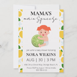 ママの主な絞り柑橘系ベビーシャワーの招待 招待状