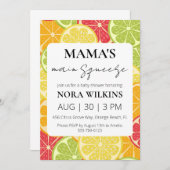 ママの主な絞り柑橘系ベビーシャワーの招待 招待状 (正面/裏面)
