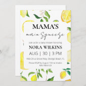 ママの主な絞り柑橘系ベビーシャワーの招待 招待状 (正面/裏面)