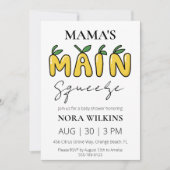 ママの主な絞り柑橘系ベビーシャワーの招待 招待状 (正面)