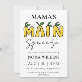 ママの主な絞り柑橘系ベビーシャワーの招待 招待状