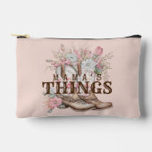 ママの事西カウボーイ花付きブーツ アクセサリーポーチ (正面)