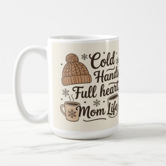 ママの人生は手一杯で心も一杯 コーヒーマグカップ (左)