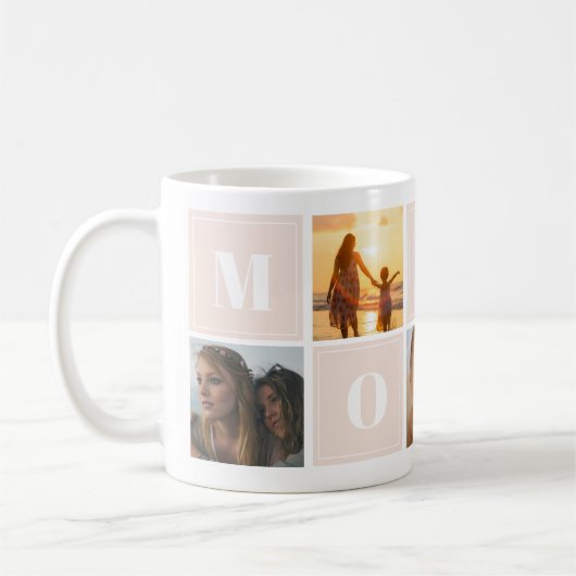ママの写真コラージュ母の日 コーヒーマグカップ (左)
