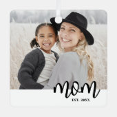 ママの写真入りクリスマスプレゼント メタルオーナメント (正面)